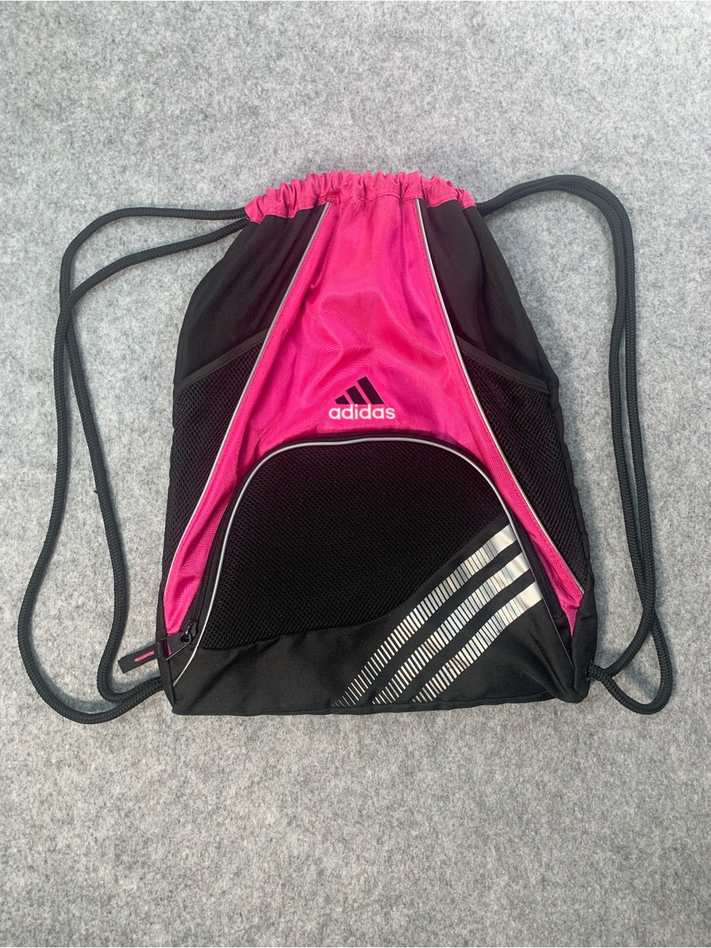 adidas Pink and Black Drawstring Backpack